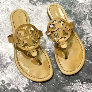 Tory Burch Miller Patent Leather Tan Sandals DAMAGED SIZE 8 1/2